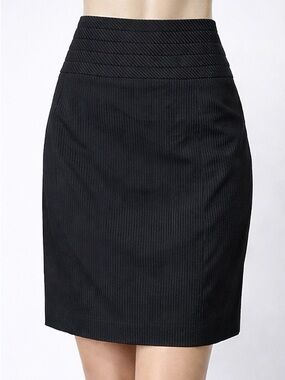 H&M Black Ribbed High-Waist Pencil Skirt